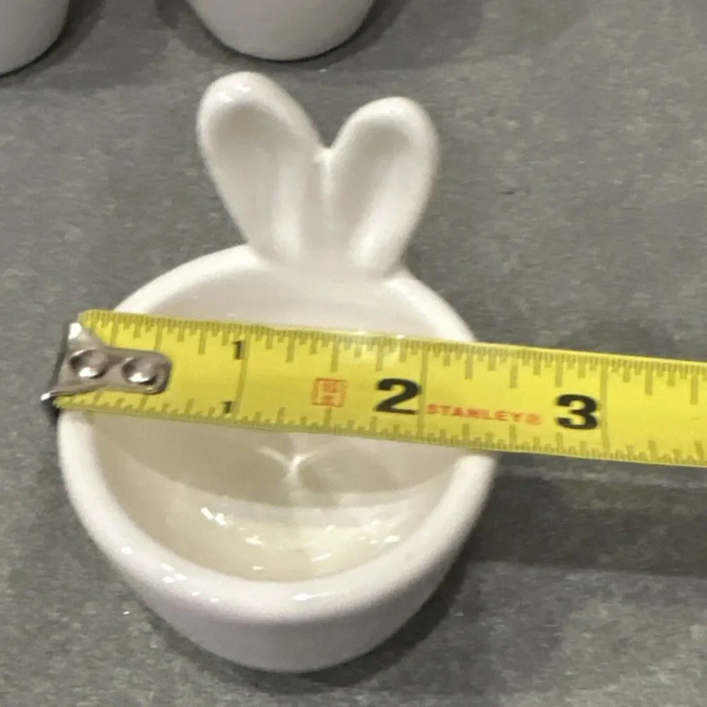 Hobby Lobby Set of 4 Bunny Ear Ceramic Egg Cups White Easter